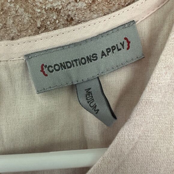 Conditions Apply Anthropologie Shift Mini Dress Linen Blend Palm Size Medium - Picture 7 of 11